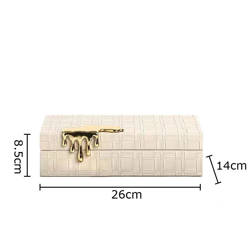Afralia™ Gold-plated Woven Leather Jewelry Box: Exquisite Storage Jar for Dresser and Desk