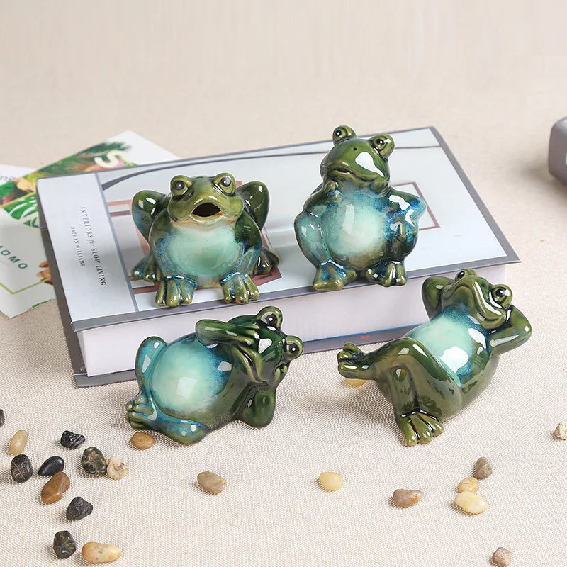 Afralia™ Ceramic Frog and Tortoise Set: Creative Home Office Decor and Landscape Ornament