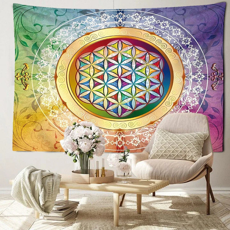 Colorful Mandala Tapestry Wall Hanging for Bohemian Home Decor by Afralia™