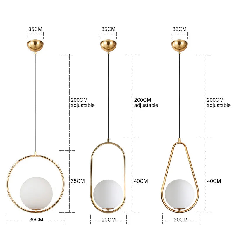 Afralia™ Glass Ball Pendant Lamp: Elegant Dining Room Light Fixture, Gold Finish