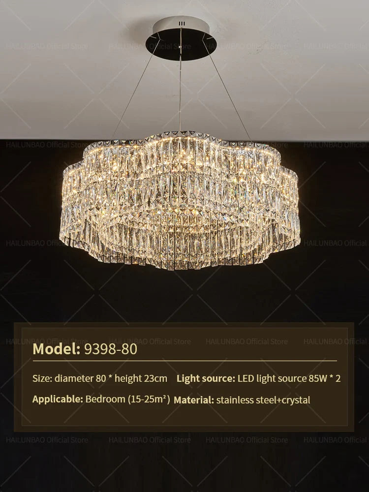 Afralia™ Crystal Luxe Chandelier for Modern Living Room, High-End Restaurant Light