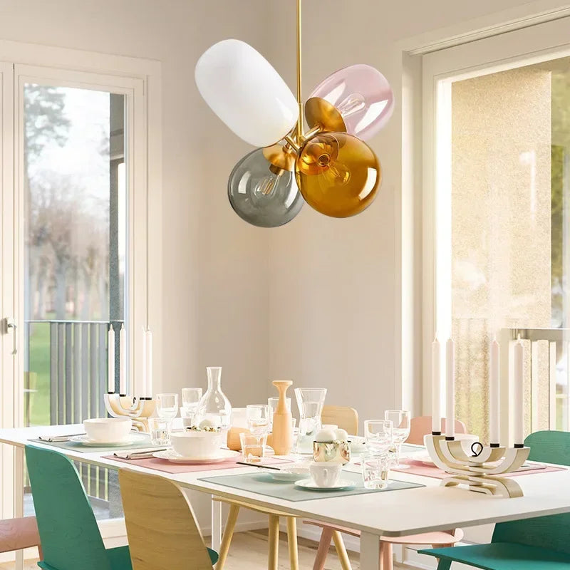 Afralia™ Glass Balloon Chandelier: Colorful Suspension Pendant Light for Living Room, Bedroom