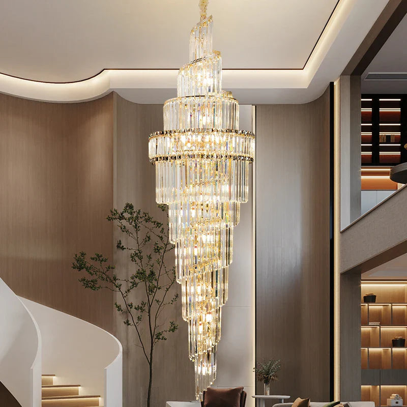 Afralia™ Crystal Hollow Chandelier LED Light for Modern Luxury Living Room Loft