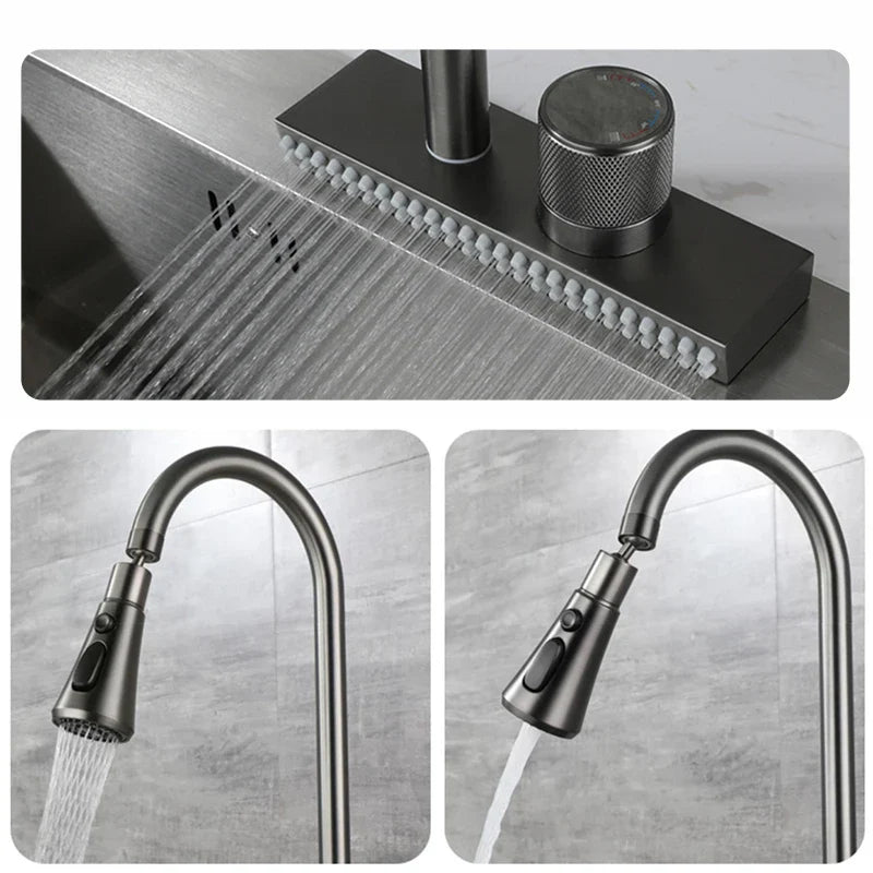Afralia™ Waterfall Kitchen Faucet with Multiple Outlets and Rotation