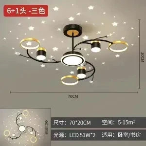 Afralia™ Nordic Starry Sky Dimmable LED Ceiling Chandelier for Home Decor Lighting