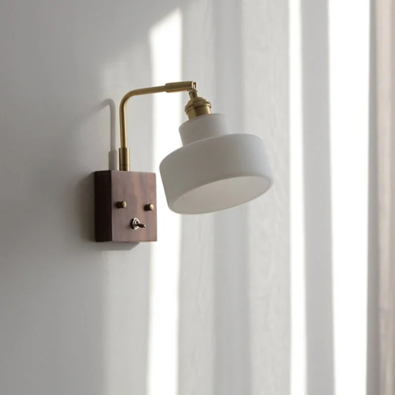 Afralia™ Nordic Rotatable Wall Sconce LED Lamp Glass Walnut Stair Light Modern White