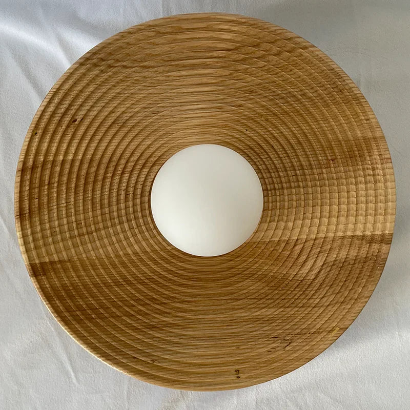 Afralia™ Nordic Wooden Round Wall Lamp for Living Room Decor