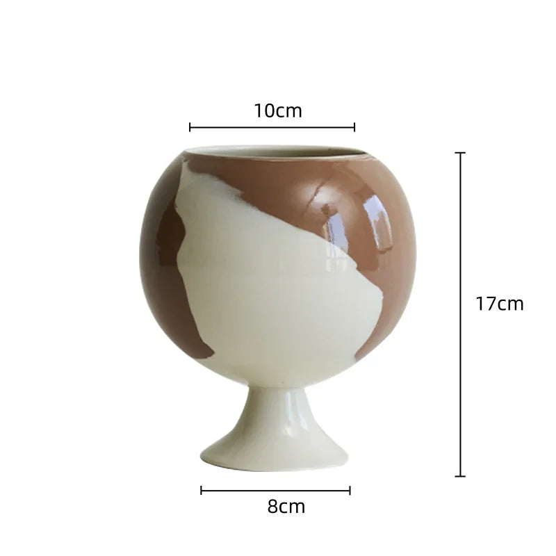 Afralia™ Irregular Grain Spherical Ceramic Vase for Home Decoration and Floral Arrangements