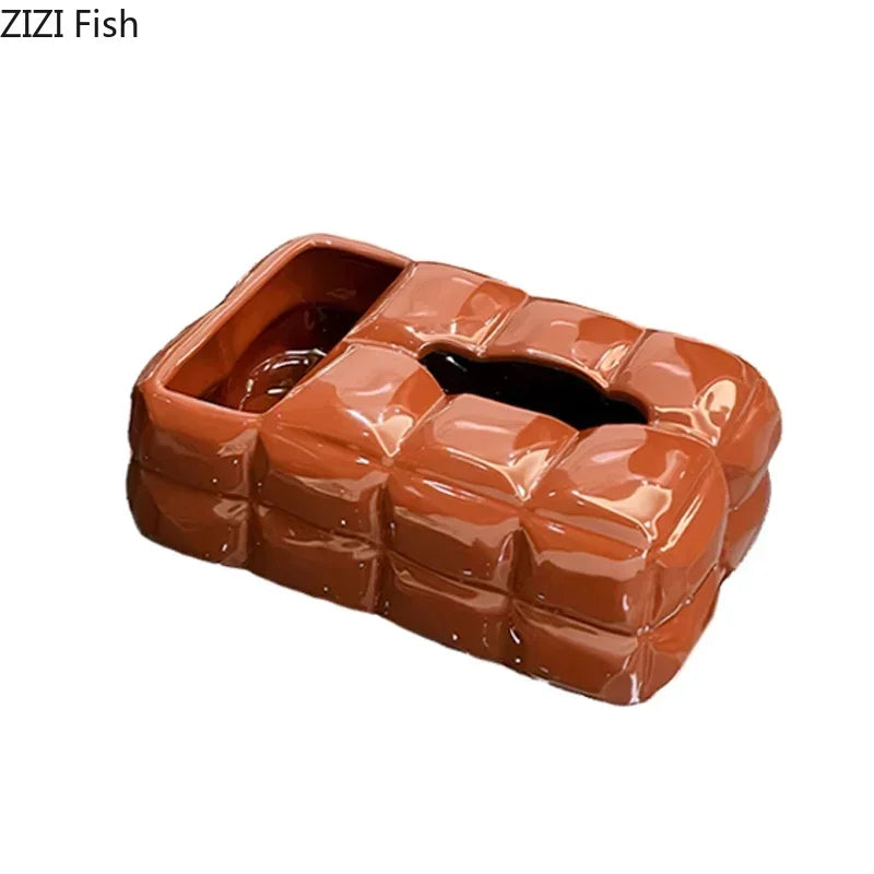 Afralia™ Ceramic Bread Tissue Box Desk Decoration Paper Towel Case