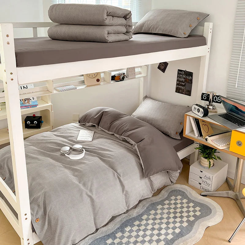 Afralia™ Buttoned Washed Cotton Bedding Set: Soft & Breathable Quilt Cover for Home or Dorm