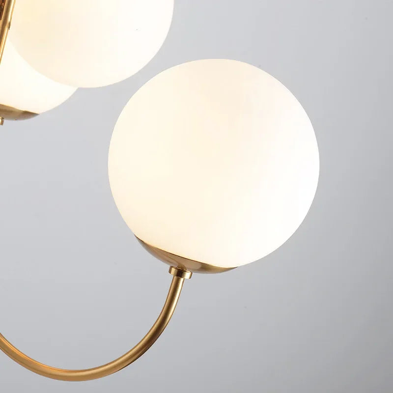 Afralia™ White Glass Ball Chandelier: LED Ceiling Lighting for Dining, Bar, Bedroom - Elegant Indoor Decor