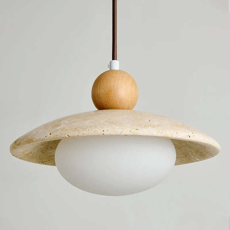 Afralia™ LED Pendant Lamp White Glass Wire Adjustable Travertine Hanging Lights