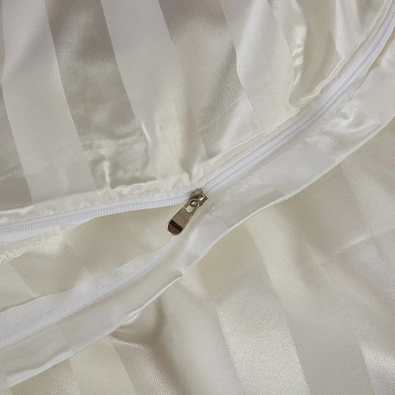 Afralia™ Satin Striped Silk Comforter Cover | High-End Queen King Bedding | Solid Color Luxe Duvet