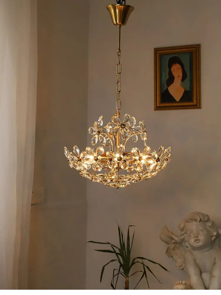 Afralia™ Crystal Flower Pendent Chandelier: Modern Design for Living Room, Restaurant & Bedroom