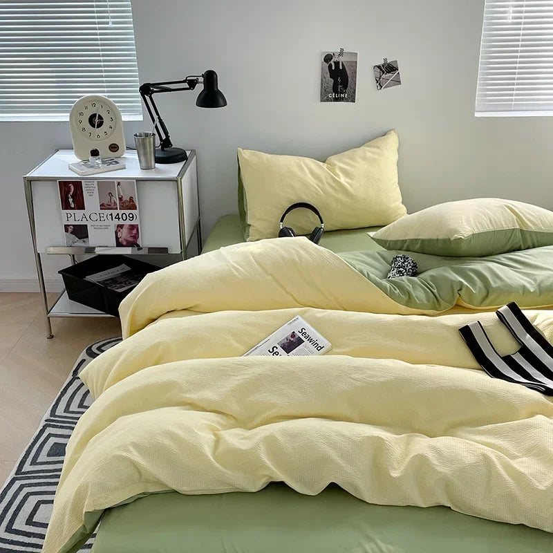 Afralia™ Super Soft Double-Sided Bubble Cotton Bed Four-Piece Set