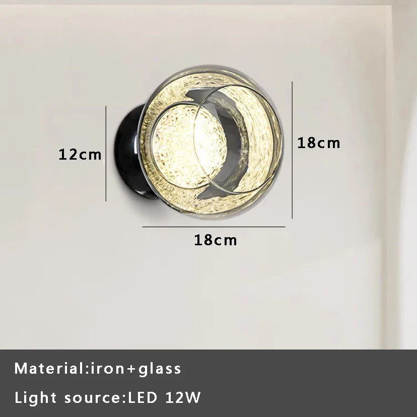 Afralia™ Glass Ball Sconce Lamps Round Wall Decor Lights for Luxurious Room & Aisle