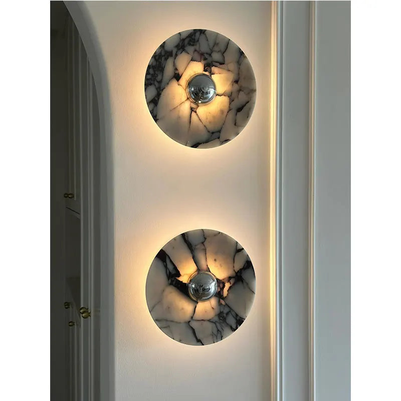 Afralia™ Nordic Marble Wall Lamp: Stylish LED Stone Lights for Bedroom and Corridor