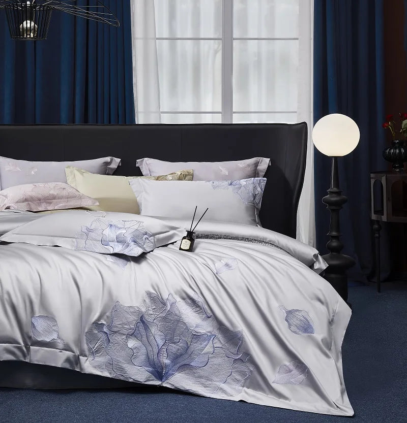 Afralia™ Luxury Floral Embroidery Bedding Set - 4Pcs