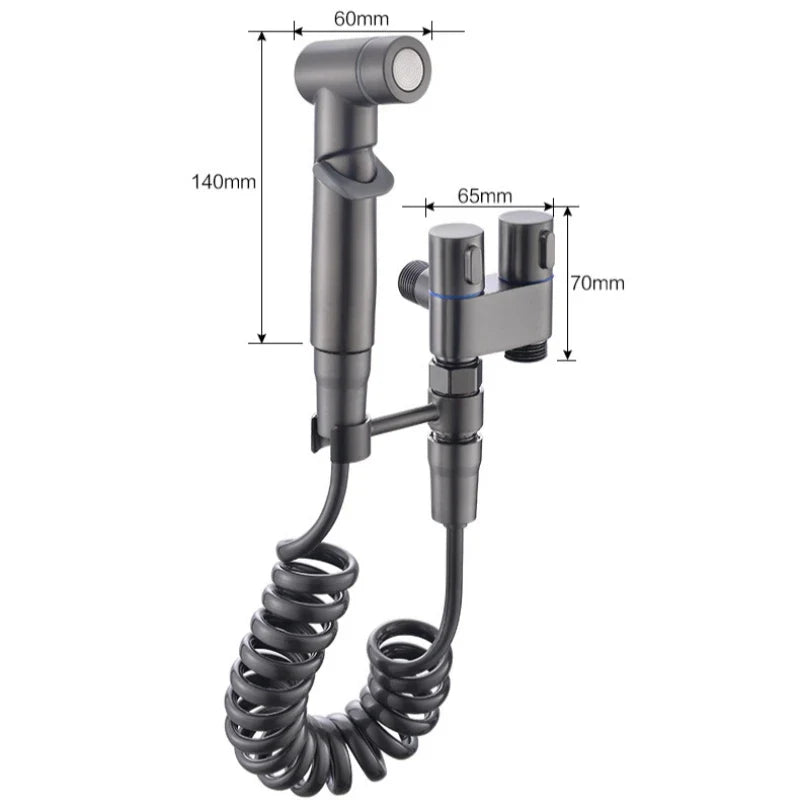 Afralia™ Stainless Steel Double Outlet Bidet Sprayer with Wall Mount Valve