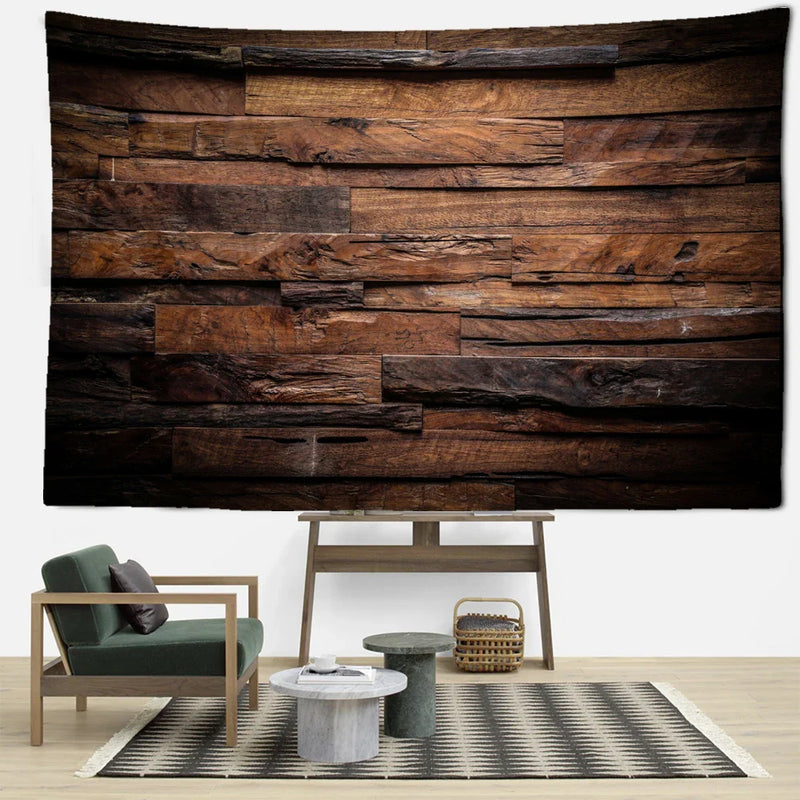 Dark Wood Texture Abstract Art Tapestry Hippie Wall Hanging for Living Room Home Decor by Afralia™