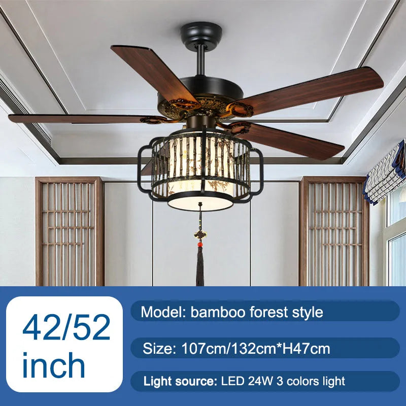 Afralia™ Retro Lantern Ceiling Fan Light Industrial Black Cooler Ventilator Lighting