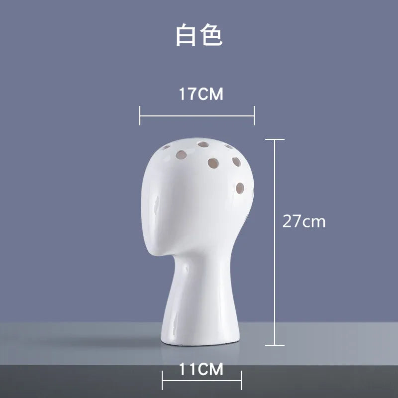 Afralia™ Human Head Ceramic Vase for Nordic Style Flower Arrangement
