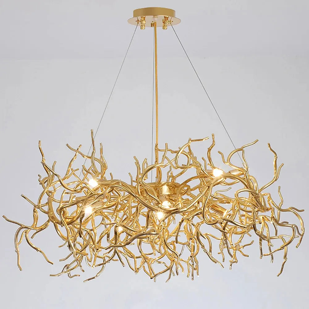 Afralia™ Luxury LED Copper Chandelier for Home Hotel Restaurant Living Room Decor