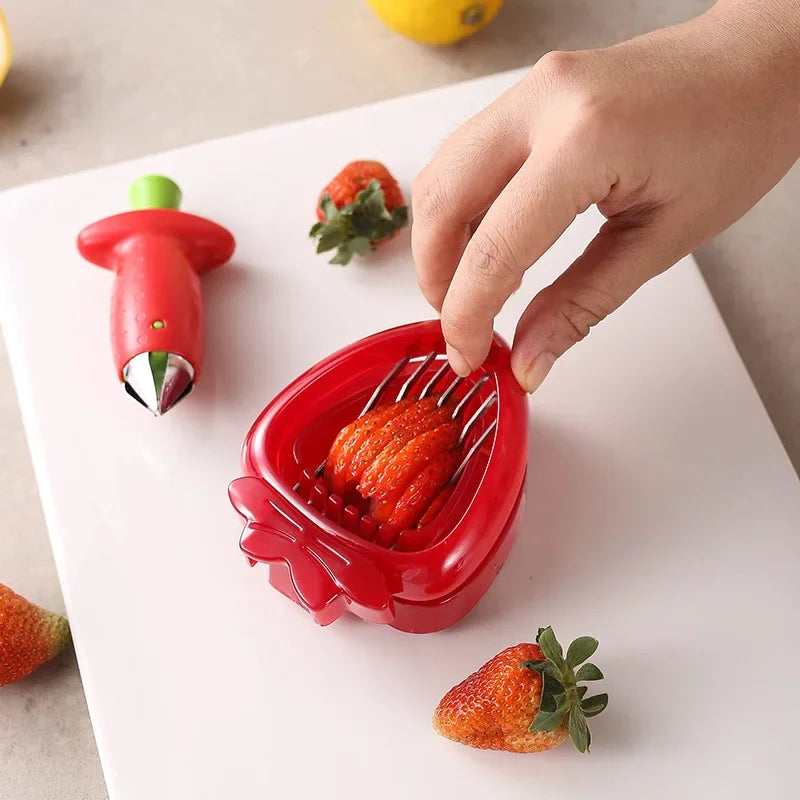 Afralia™ Strawberry Slicer Cutter Kitchen Gadget Salad Berry Cake Decoration Tool