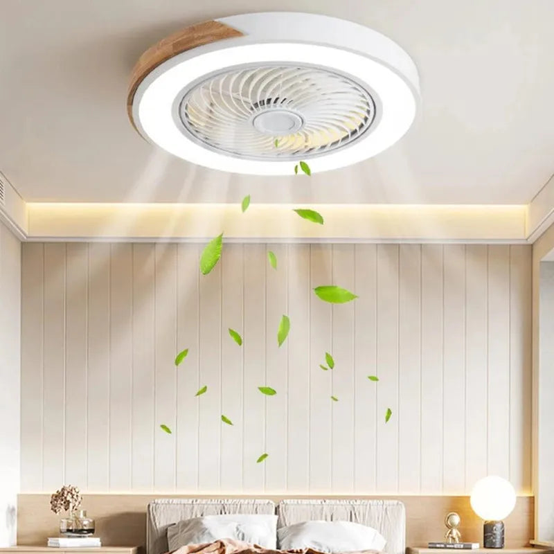 Afralia™ Wood Ceiling Fan Light Remote Control Dimmable LED Bedroom Living Room Fans