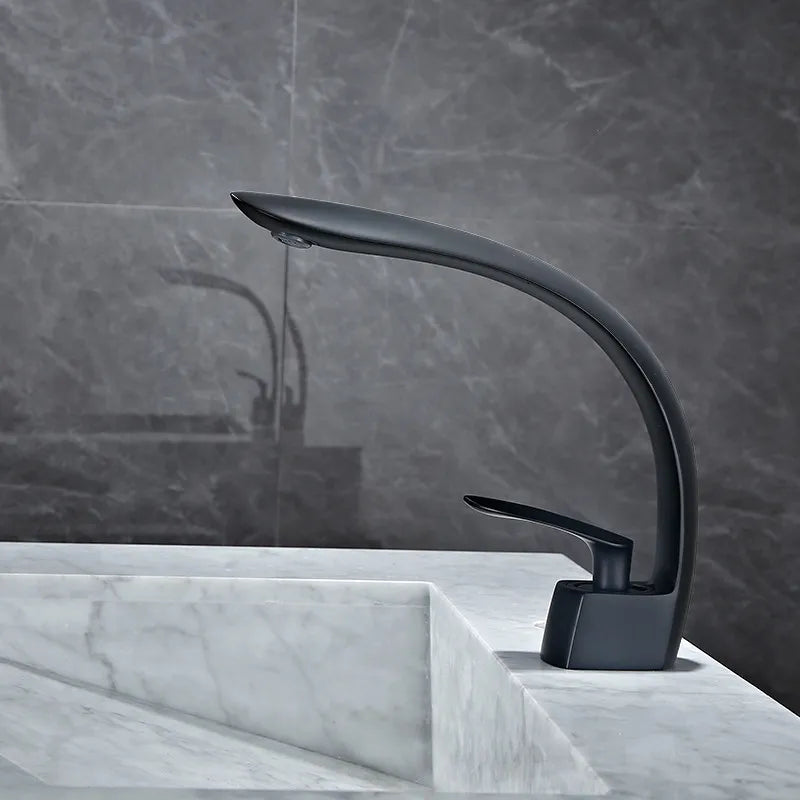 Afralia™ Brushed Gold Basin Mixer Tap Single Handle Hot Cold Waterfall Faucet