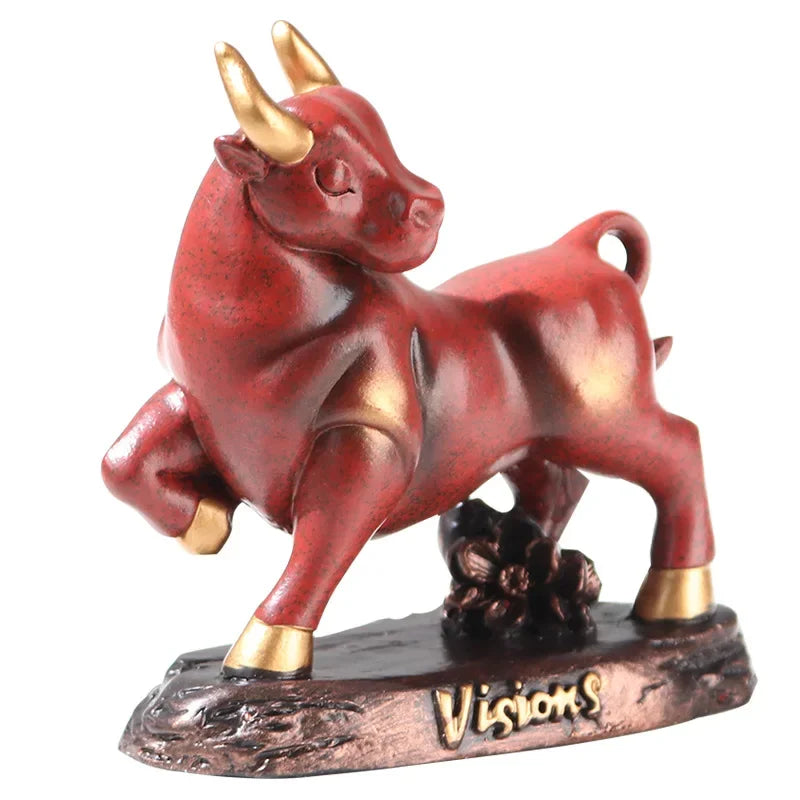 Resin Bull Miniature Statue Handmade Modern Art Sculpture for Home Office Decor by Afralia™