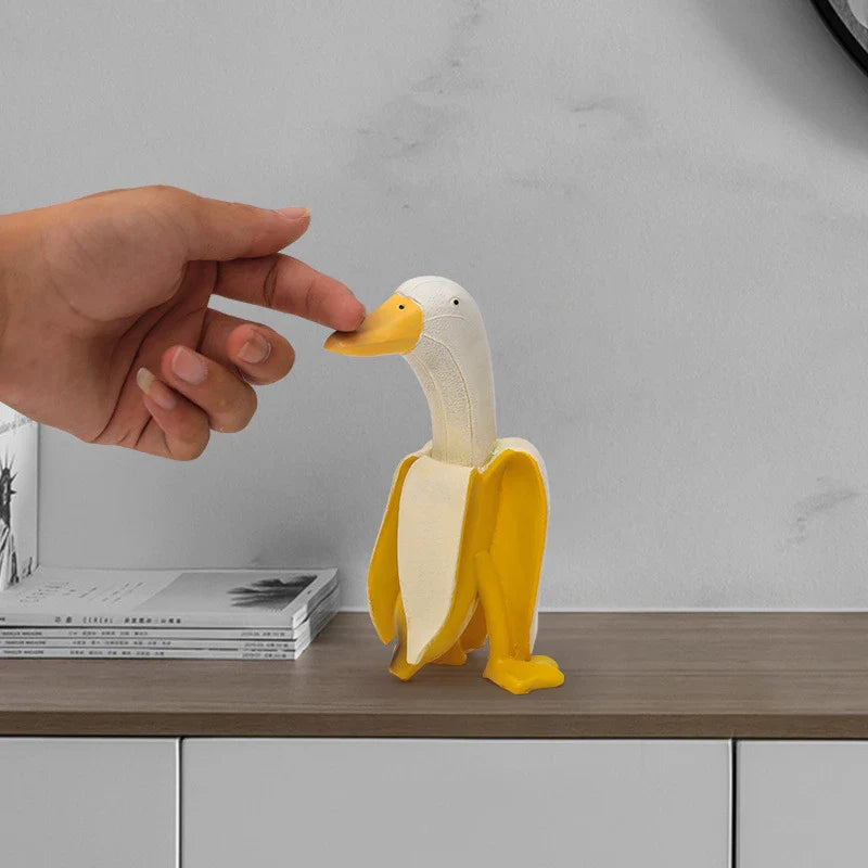 Afralia™ Abstract Banana Duck Sculpture Decorative Figurine for Home Decoration