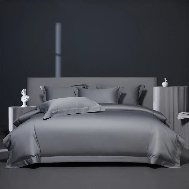 Afralia™ Burgundy Red Egyptian Cotton Bedding Set - Soft Silky Solid Color Luxe Duvet Cover, Sheet, Pillowcases