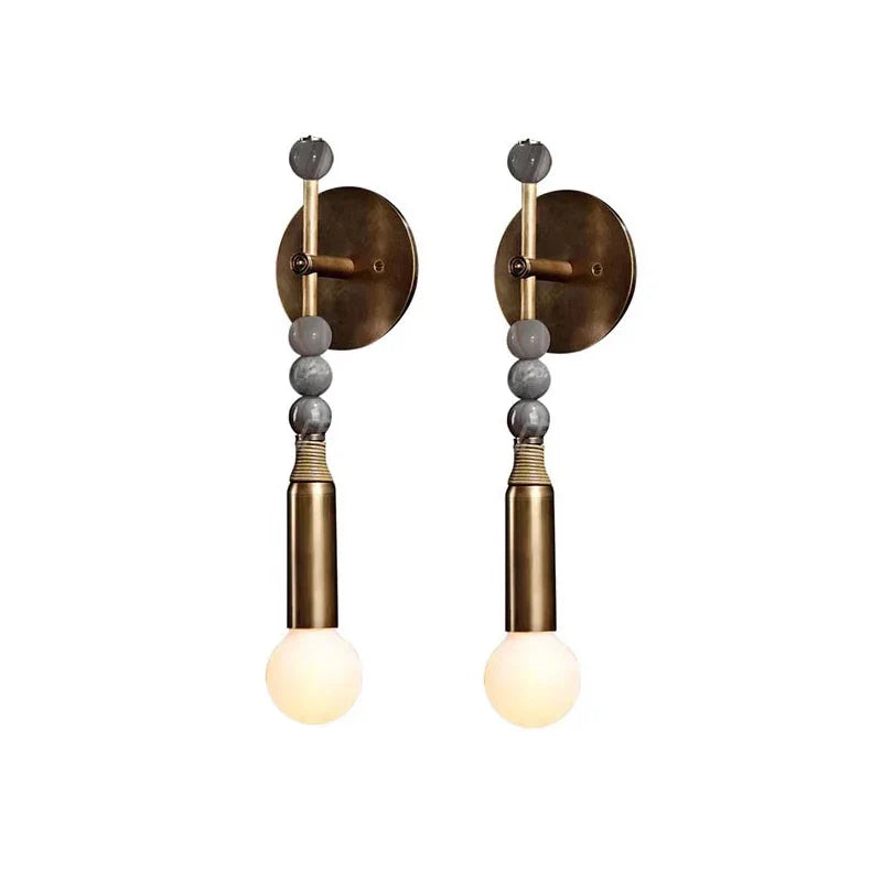 Afralia™ Classic Brass Marble Long Wall Lamp Vintage Home Decor Luxe Wall Light