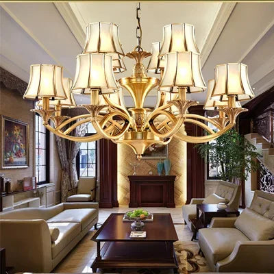 Afralia™ Copper Villa Chandelier Retro Staircase Lighting Home Decor