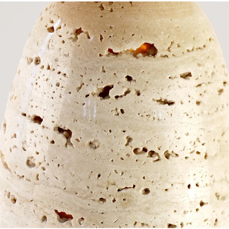 Afralia™ Yellow Travertine Wood Pendant Light - LED Hanging Lamp for Dining Living Room