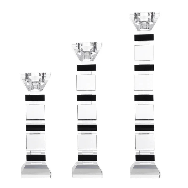 Afralia™ Geometric Glass Candle Holder Block Design Home Decor Accessory