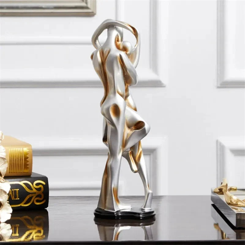 Afralia™ Silver Resin Abstract Sculpture for Home Decor, Living Room, Wine Cabinet