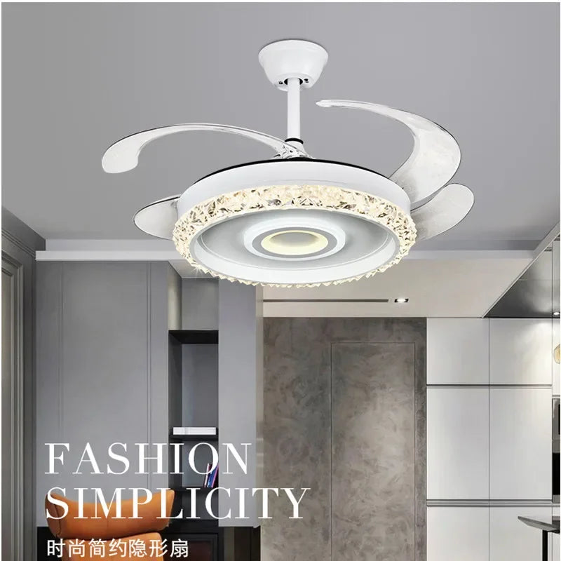 Afralia™ 42" Leaf Fan Chandelier Invisible Fan Lighting for Bedroom and Dining Room