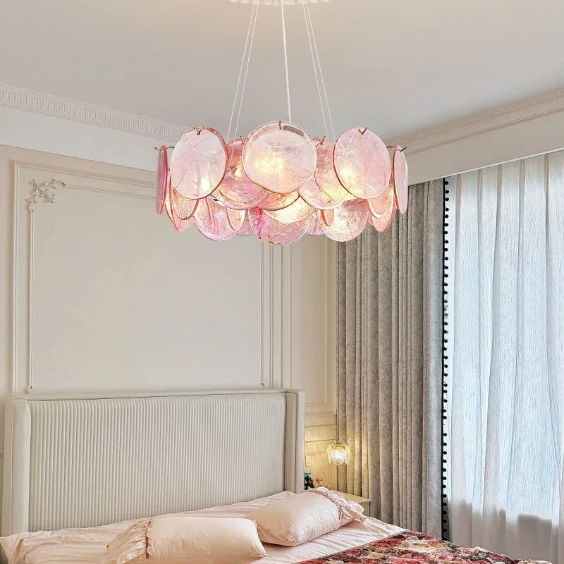 Afralia™ Pink Murano Crystal Chandelier - French Vintage Pendant Light for Home Decor