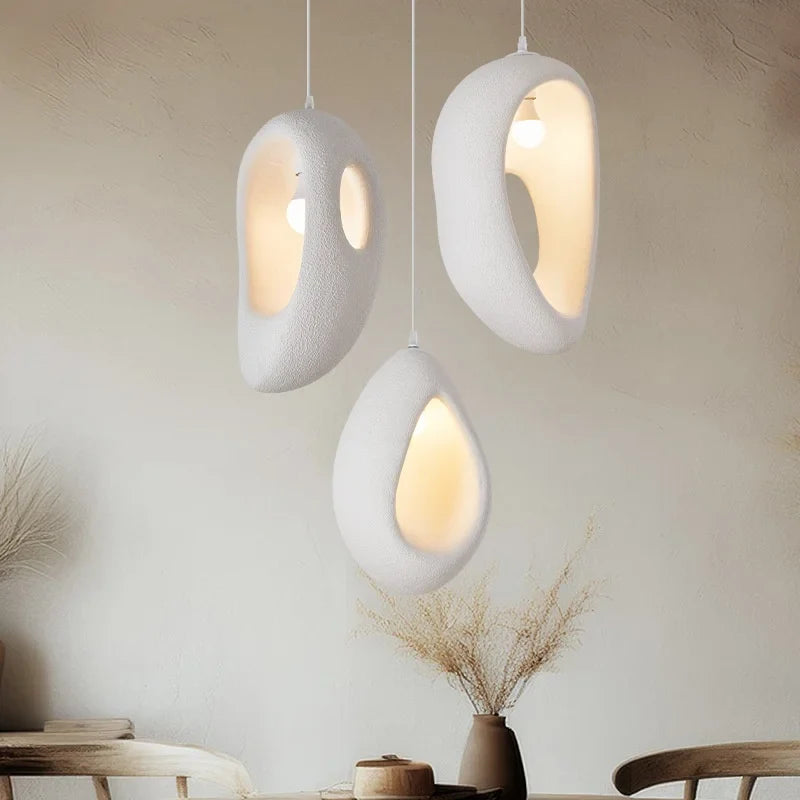 Afralia™ White Wabi Sabi E27 LED Pendant Chandelier for Home Decor & Bar, Nordic Design