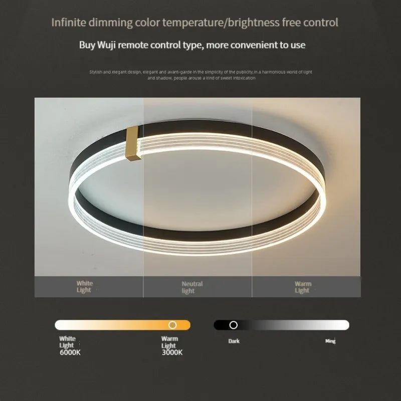 Afralia™ Minimalist Remote Control Round LED Ceiling Lamp for Bedroom and Living Room