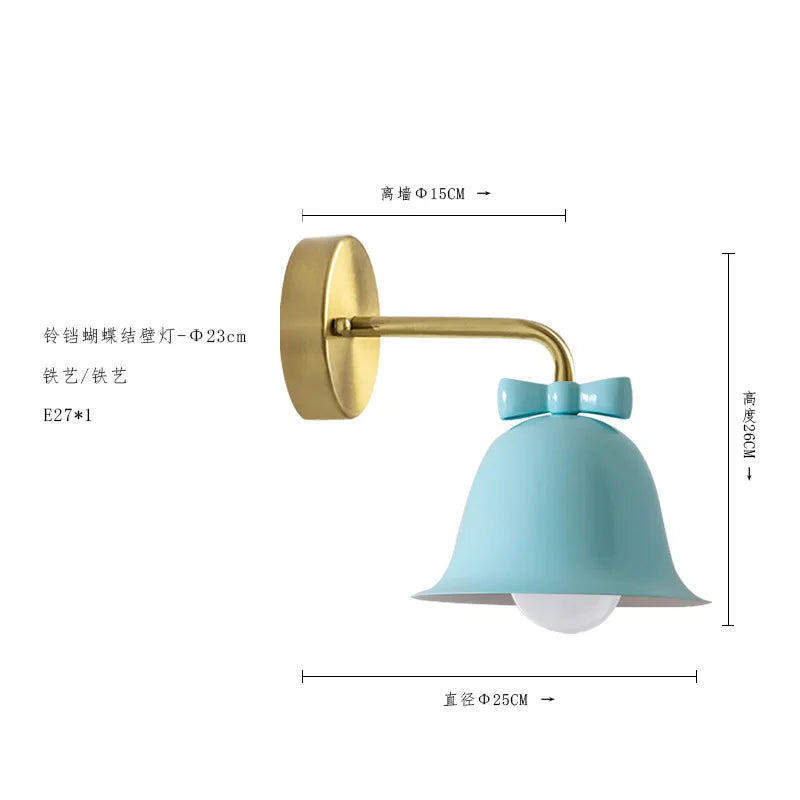 Afralia™ Bowknot Bell Wall Lamp E27 LED Glass Bedroom Kitchen Island Kids/Princess Room