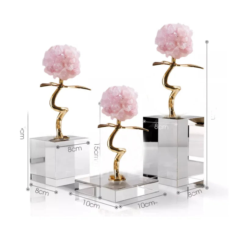 Afralia™ Pink Crystal Original Stone Decoration Bookcase