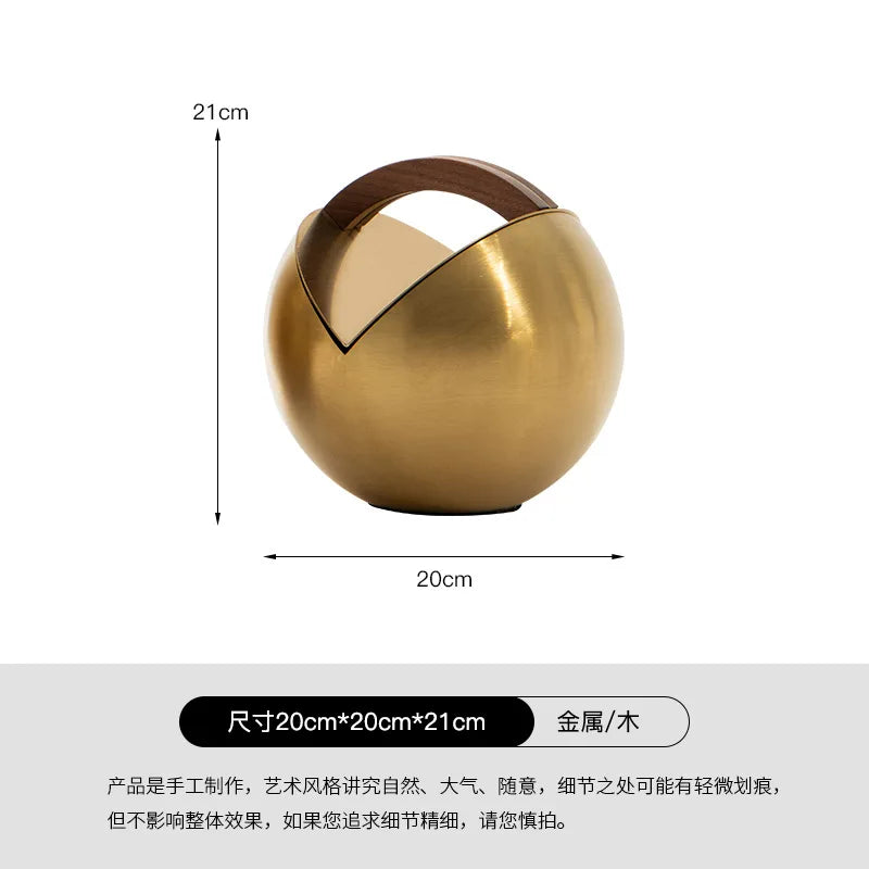 Afralia™ Geometric Metal Ball Ornament with Semi-circular Handle - Home Decoration Accessory