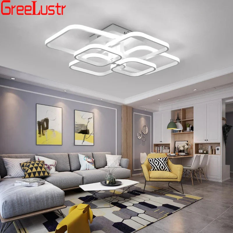 Afralia™ LED Square Chandelier Ceiling Light for Living Room Bedroom
