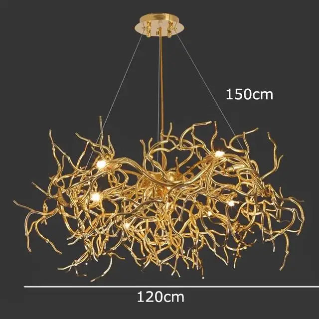 Afralia™ Luxury LED Copper Chandelier for Home Hotel Restaurant Living Room Decor