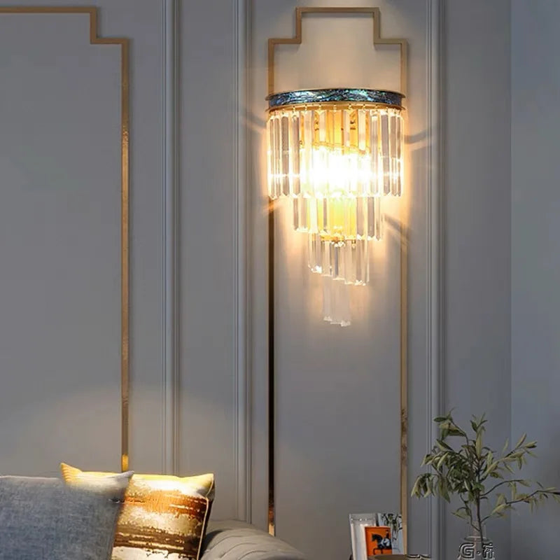 Afralia™ Seashell Crystal LED Dimmable Wall Light for Bedroom & Living Room