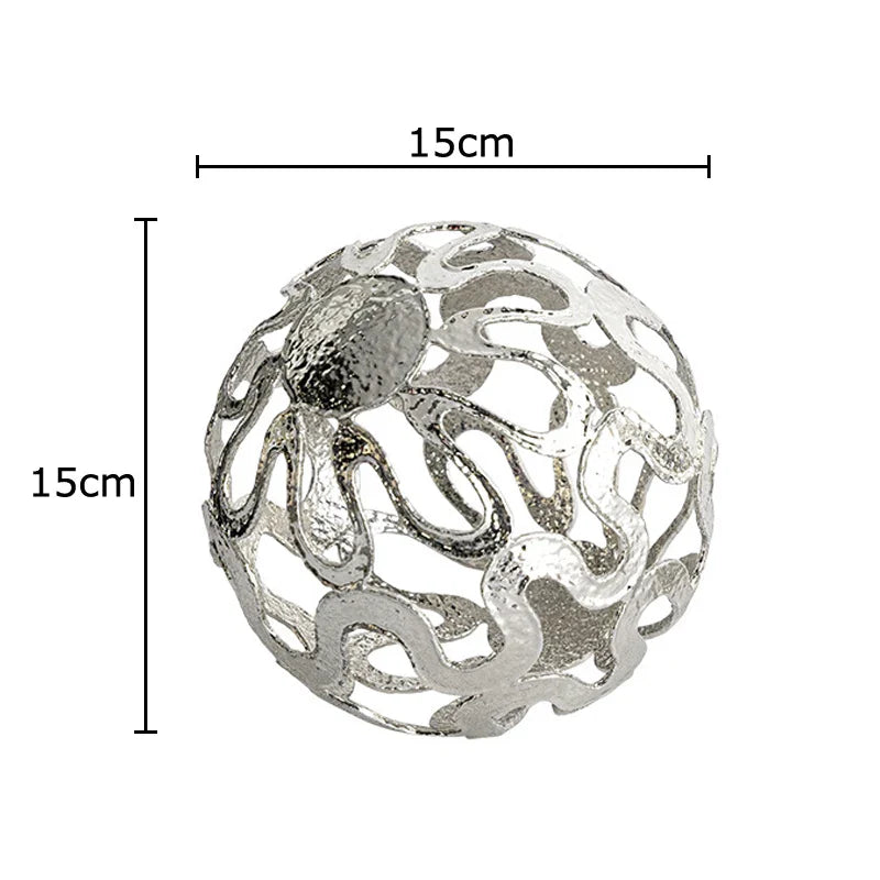 Afralia™ Silver Plated Geometric Ball Abstract Desk Decor Hollow Out Ornaments