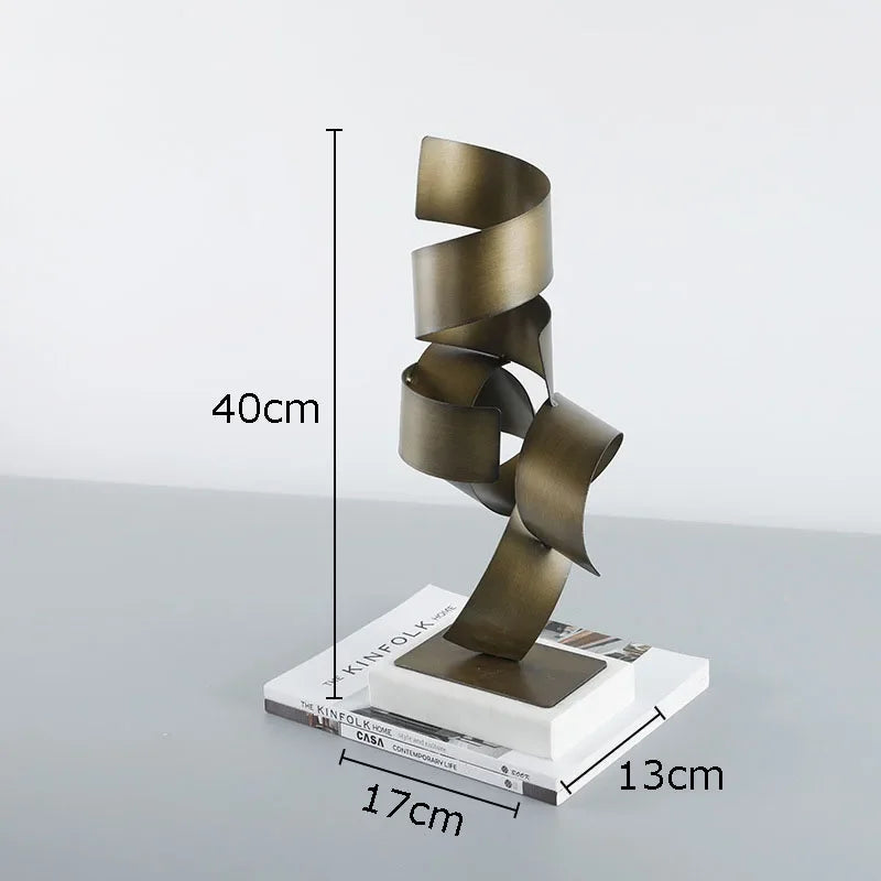 Afralia™ Irregular Crimp Metal Ornaments: Creative Twist Sculpture Artwork for Aesthetic Room Decor